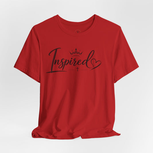 Inspired Script Tee — Inspirational Christian Graphic T‑Shirt with Heart & Crown