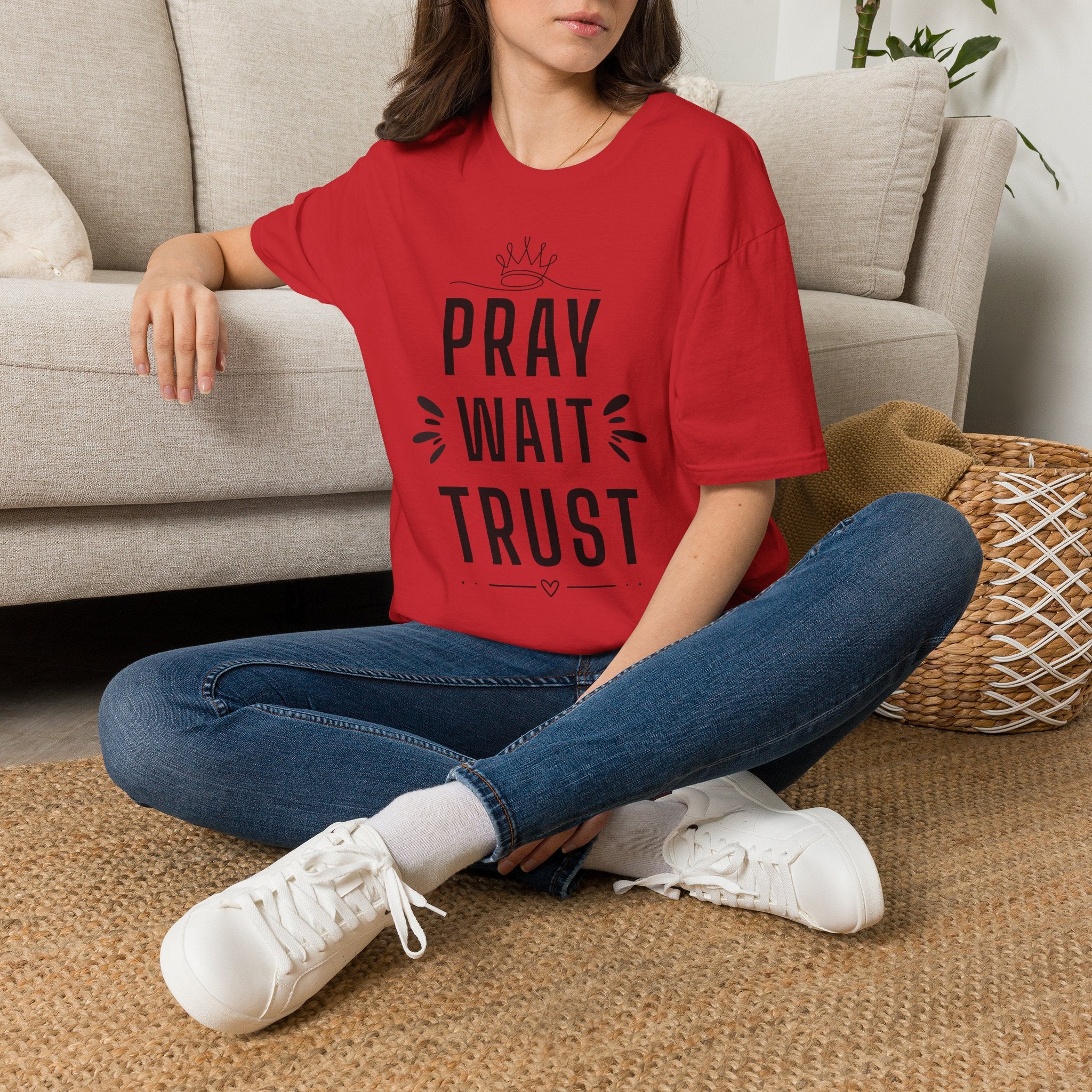 Pray Wait Trust T-Shirt — Inspirational Faith Graphic Tee